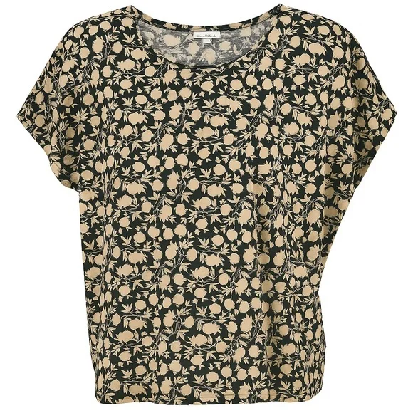 SOLD Anne Klein Cream and Black Blouse with Rounded Neckline - Picture 2 of 7